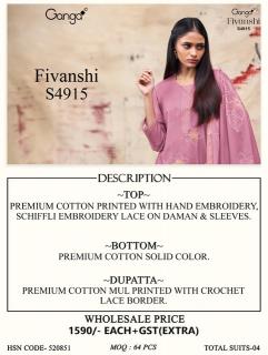 Ganga fivanshi 4915 wholesale dress material with cod